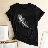 Woman Aesthetic Clothes Vintage Feather Print Women's T Shirt