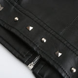 Red Leather Jacket Rivet Leather Clothing with Stand Collar