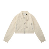 Women Jacket Loose Lapels Zipper Pocket Autumn Long Sleeve Coat