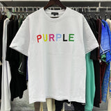 Purple Brand T Shirts Spring/Summer Color Printed Hip Hop Men's and Women's Casual Short-Sleeved T-shirt