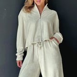 Women Trench Coat Fall/Winter Pleuche Sweater Suit Loose Casual