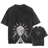 2024Japan Anime Print Oversize Cotton Mens Vintage TShirt