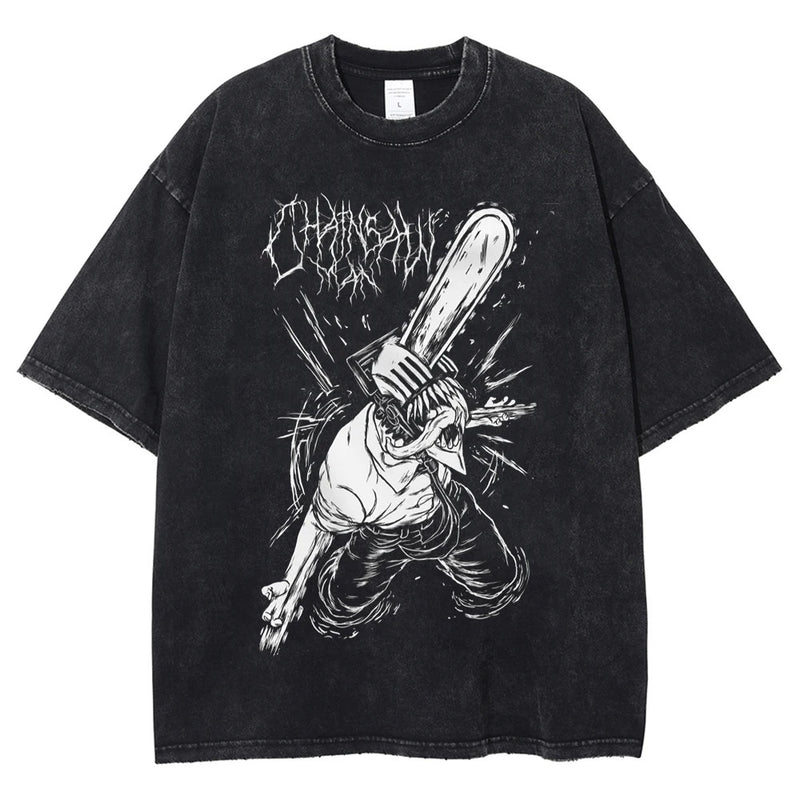 Men's T-shirts Vintage Baggy Tee Cotton Loose Short Sleeves