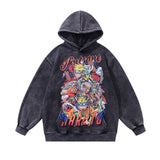 Men Hoodie Cartoon Print Velvet Padded Hooded Sweatshirt