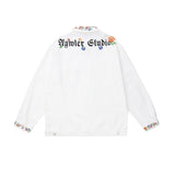 Unisex Jacket Spring and Autumn Casual Jacket Men's and Women's Polo Collar Top Couple's White Unifrom Coat
