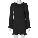 Women Dresses Sexy Hollow-out Backless Sheath Fishtail Dress