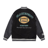 Unisex Jacket Autumn Pu Stitching Rugby Jacket
