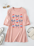 Casual T-shirt print summer loose short sleeves