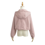 Women Jacket Fall Casual Short Coat Loose Hooded Sports Jacket Top