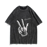 Washed vintage cotton t-shirt Trafalgar Rowe print washed and old