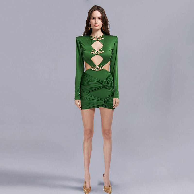 Women Dresses Sexy Cutout Dress Backless Hip Skirt (Zns0409)