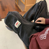 Men Jeans Black Working Wear Jeans Men's Autumn Wide-Leg Straight Pants