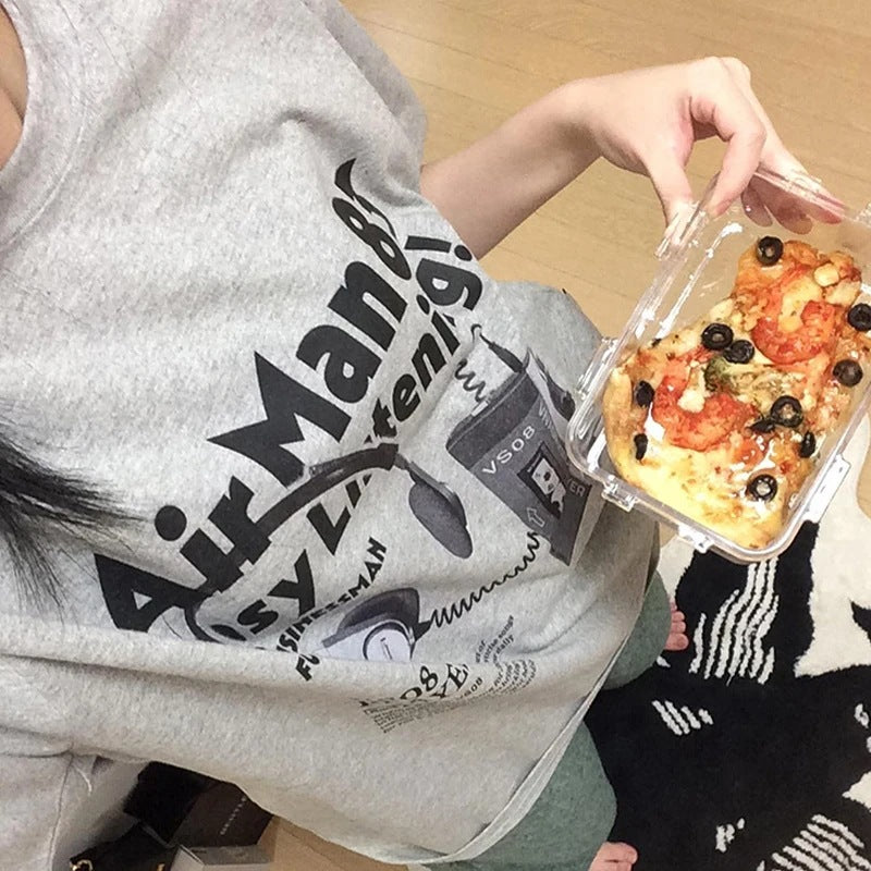 Women Earphone Print Y2k Aesthetic T Shirt Oversized