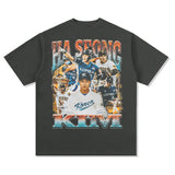 Mens Vintage baseball T-Shirt Baseball Ha-Seong Kim Printed Short Sleeve T-Shirt Vintage Wash