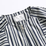 Unisex Winter Cotton Coat Vertical Stripes Collarless Cotton-Padded Clothes Retro Loose Cotton Coat