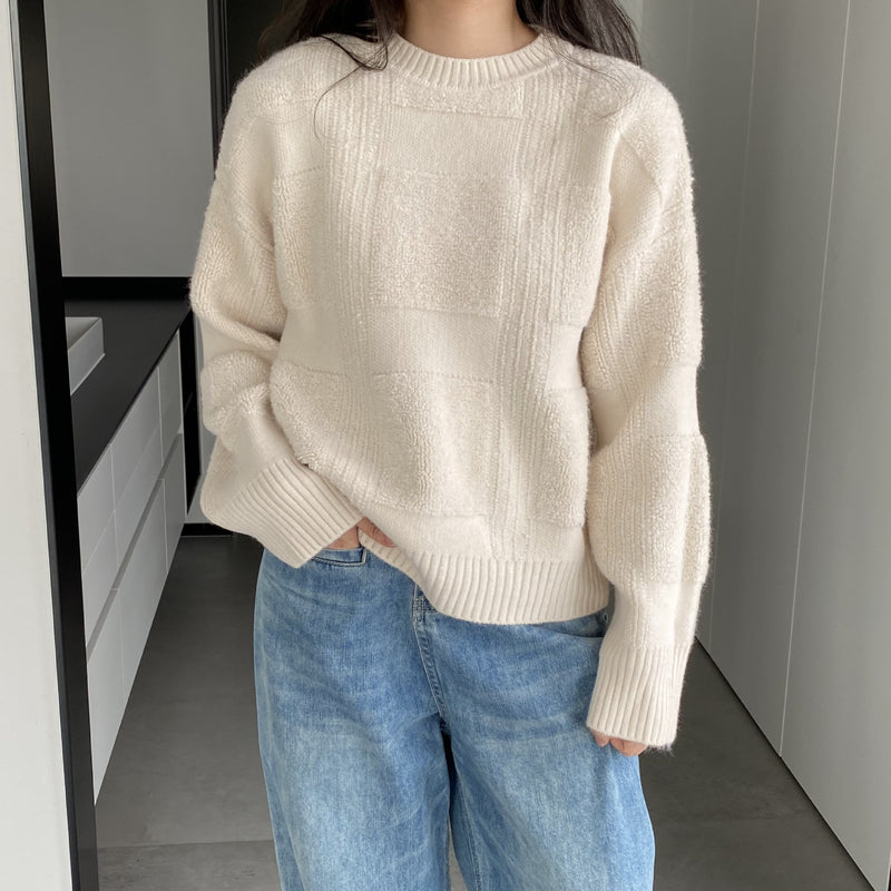 Women Winter Knitted Sweater round Neck Thick Sweater Autumn and Winter Loose-Fitting Long Sleeve Sweater 8t3120
