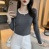 Women Knitted Pullover Autumn and Winter Slim Fit Sweater Cropped Top