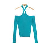 Women Sweater Knit Wear Spring Slim-Fit Sexy Long-Sleeved off-Shoulder Sweater