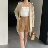 Women Cardigan Sweater Autumn Sweater Coat Hooded Long Sleeve Loose Button Sweater W2368