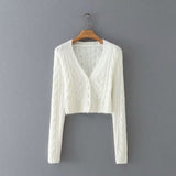 Women Sweater Knitwear V-neck Sexy Midriff-Baring Sweater Female Vintage Knitted Cardigan Short Top