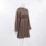 Women Dress Flared Sleeve High Waist Dress Spring Short Skirt