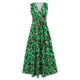 Women Date Dress Summer Leopard Print Maxi Dress