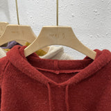 Women Knitted Pullover Spring and Autumn Sweater Women's Loose Long Sleeve Hooded Sweater Sweater