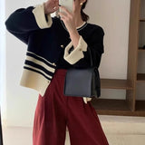 Women Knitwear Autumn and Winter round Neck Sweater Loose Knitted Cardigan