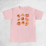 Vintage Peaches Printed Graphic Tees Women Cute Cottagecore