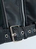Women Leather Jacket PU Leather Women's Short Slim Jacket Motorcycle Leisure Leather Jacket