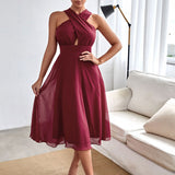 Women Evening Gown Sexy Backless Chiffon Dress