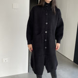 Women Cardigan Sweater Autumn Turtleneck Sweater Long Cardigan Coat Loose Button Woolen Skirt A2215