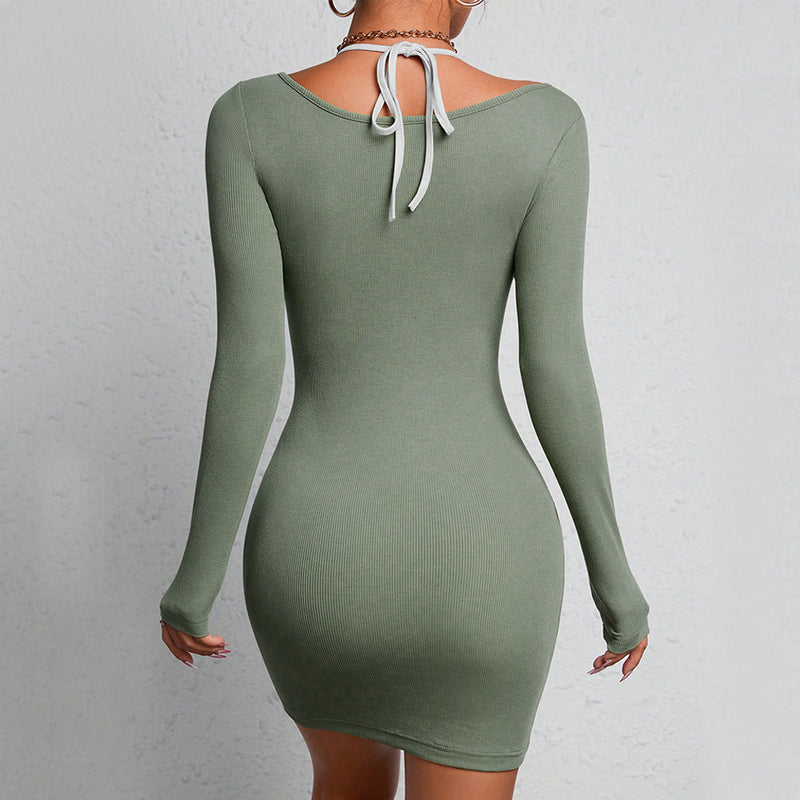 Women Dress Autumn Winter Sexy Slim Fit Hip Skirt