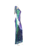 Women Evening Gown Sexy Retro Green Sequins Dress Evening Dress