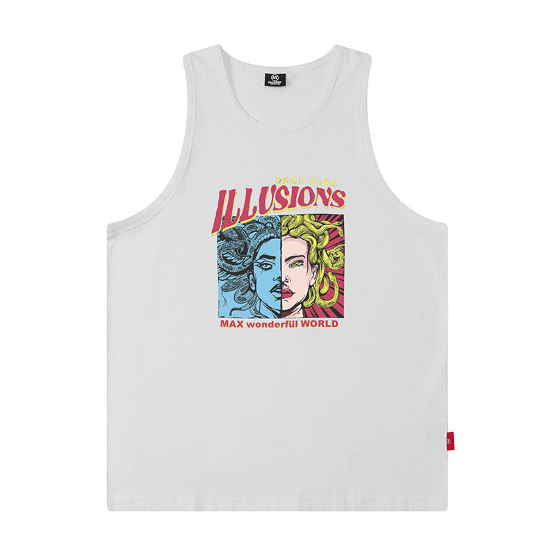 Men Vest Medusa Hip Hop Vest Men's and Women's Oversize Retro Couple Sleeveless T-shirt