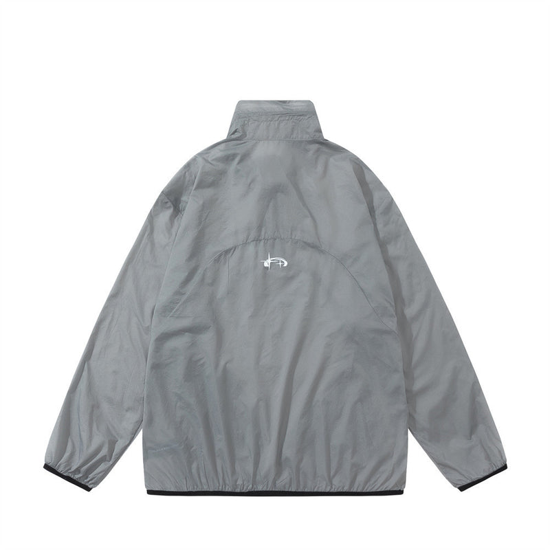 Men Jacket Coat Casual Jacket Pullover Coat Men's Loose Long Sleeve Stand Collar Half Zip Sun Protection Coat