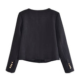 Women Woolen Coat Classic Style Black Short Coat Female Autumn and Winter Cardigan
