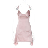 Women Dresses Spring Sexy V-neck Backless Sling Dress (Bla0420)