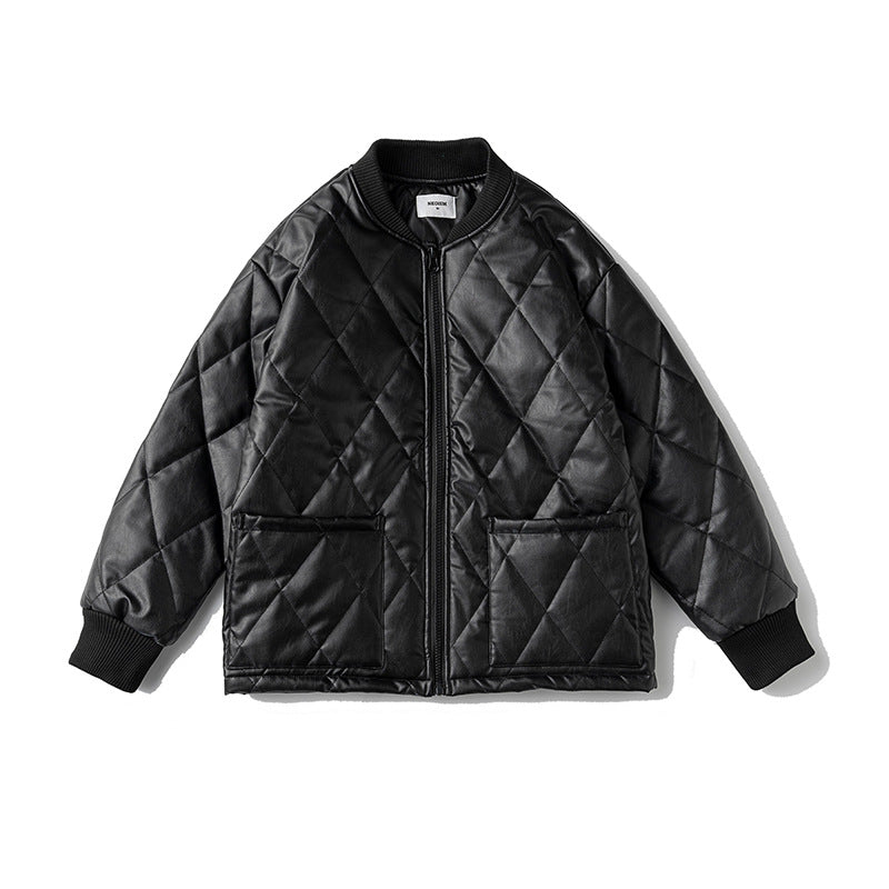 Unisex Winter Cotton Coat Winter Baseball Collar Cotton Coat Retro Three-Dimensional Pocket Cotton Coat
