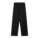 Men Sweatpants Mechanical Style Pleated Workwear Casual Pants Baggy Pants Straight-Leg Trousers