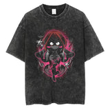 20242024 Fashion Streetwear Men Washed T Shirt Anime