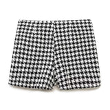 Women Suits Fall Lapels Short Houndstooth Blazer Culottes Suit