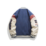Unisex Winter Cotton Coat Retro Patchwork Three-Dimensional Printed Baseball Uniform Cotton-Padded Coat