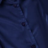 Women Dress Silk-like Matte Satin Shirt Dress