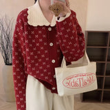 Women Knitwear Fall and Winter Lapels Sweater Women's Loose Cardigan