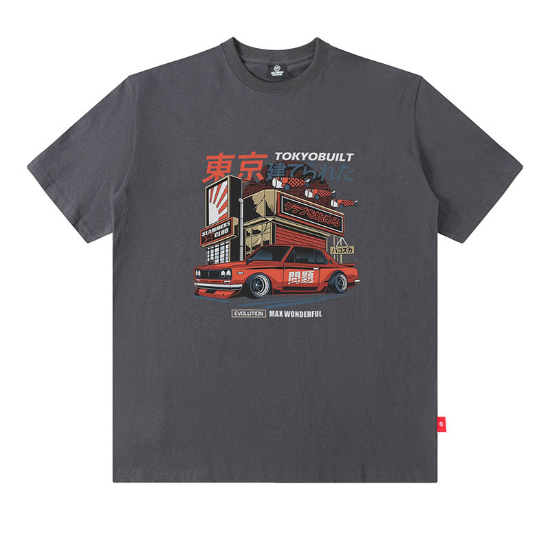 Men T Shirt Vintage Racing Printed Casual Short Sleeve T-shirt