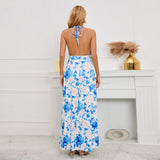 Women Date Dress Sexy V-neck Strap Slit Dress