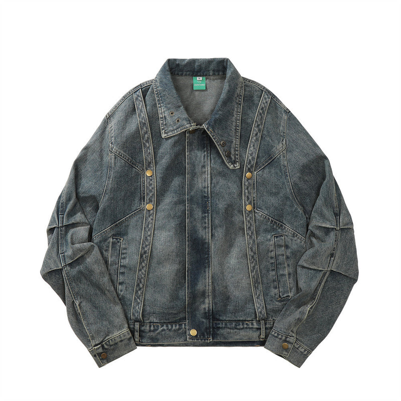 Women Jacket Denim Jacket Fall Lapels Long Sleeve Loose Wash Distressed Jacket