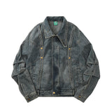 Women Jacket Denim Jacket Fall Lapels Long Sleeve Loose Wash Distressed Jacket