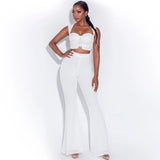 Women T-shirt Fall/Winter Sexy Slim Hip Wide Leg Pants Casual Suit